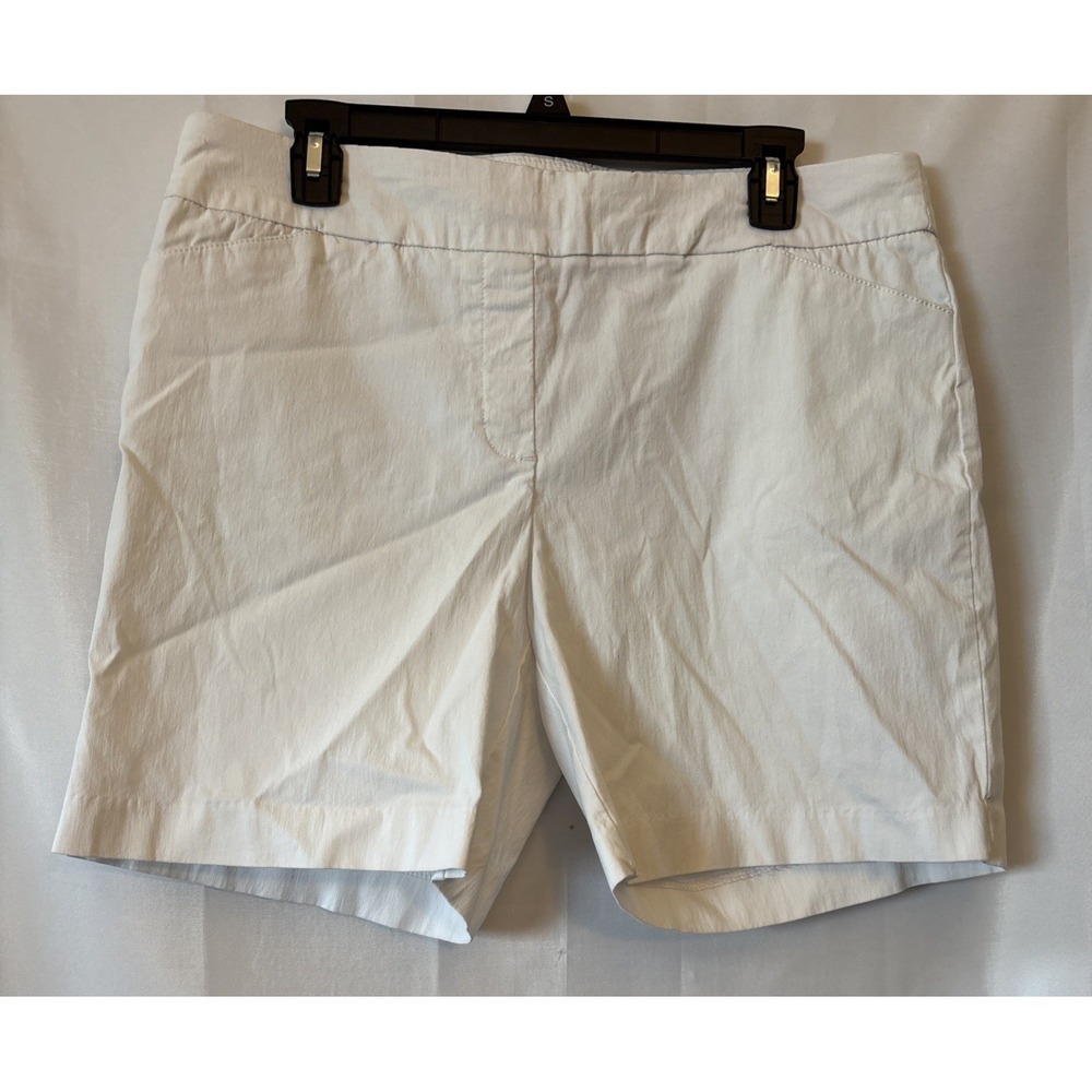 Kim Rogers Chino Shorts Womens 14 White Flat Front Double Back‎ Pockets